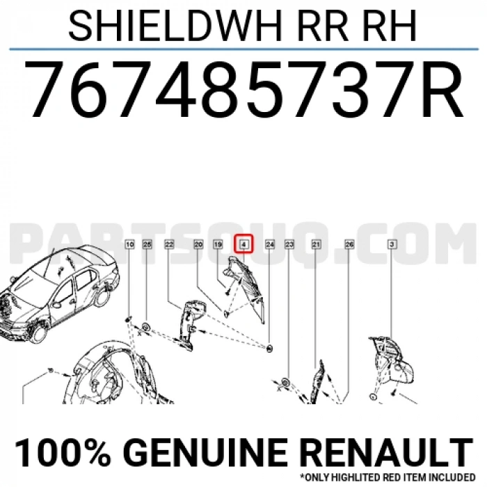 Clio Symbol Çamurluk Davlumbazı Arka Sağ 2012- Oem No (767485737R)