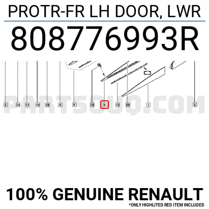 Clio Ön Kapı Bandı Çıta Delikli Sol Hatchback 2012- Oem No (808776993R)