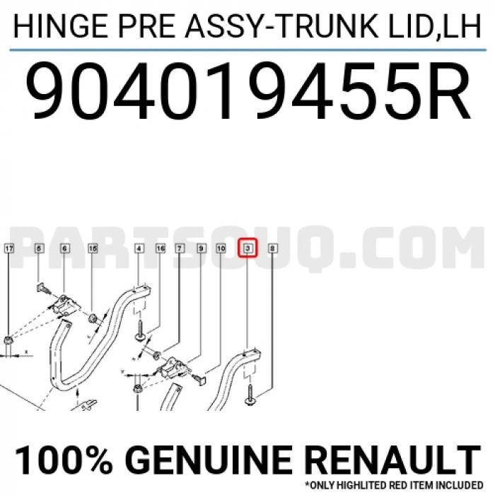 Clio Symbol - Sandero - Lodgy - Dokker - Duster Bagaj Menteşesi Sol 2012- Oem No (904019455R)