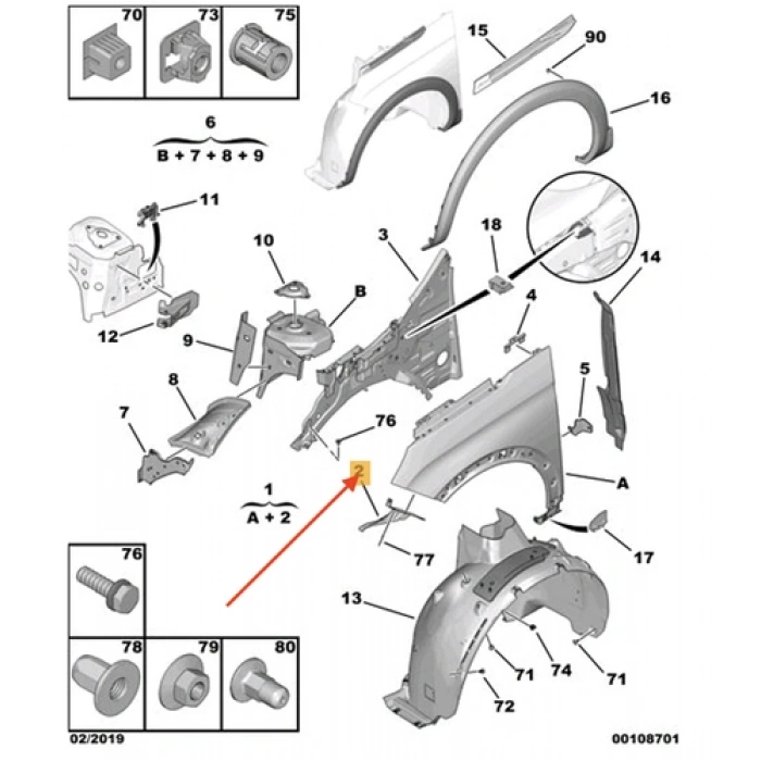 Peugeot 3008 Ön Çamurluk Bağlantı Sacı Sağ 2017- Oem No (9809180980)