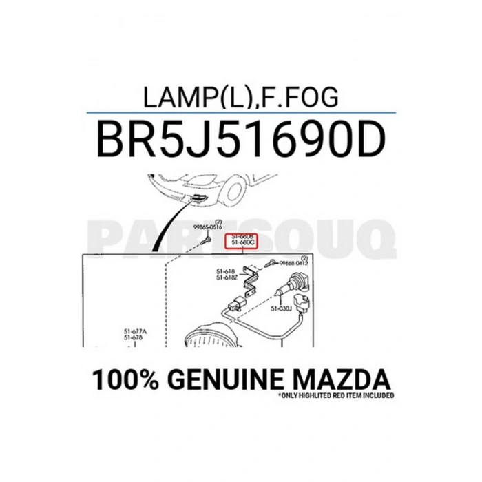 Mazda 3 (Bk) 2007 2008 Sis Farı Sol Braketli (Oem No:Br5J51690D)