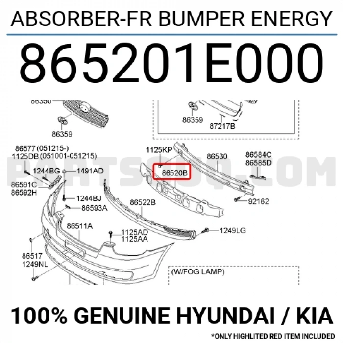 Hyundai Accent Ön Tampon Darbe Emici 2006- (Oem No:  865201E000)