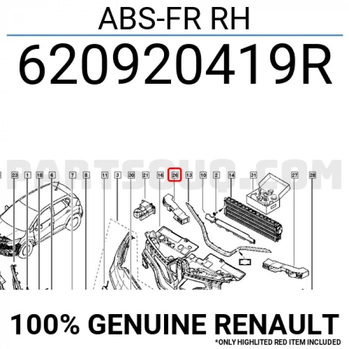 Renault Captur Ön Tampon Darbe Emici Sağ 2012-  (Oem No:  620920419R)