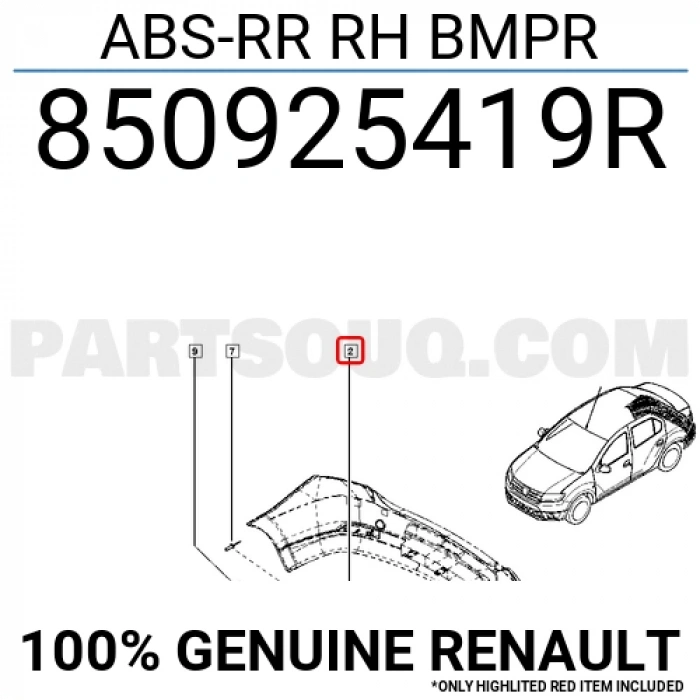 Renault Symbol Arka Tampon Darbe Emici Sol 2016- (Oem No:  850925419R)