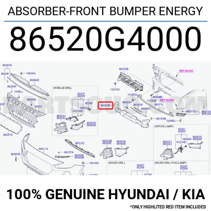 H.İ30 Ön Tampon Darbe Emici 2016- (Oem No:  86520G4000)
