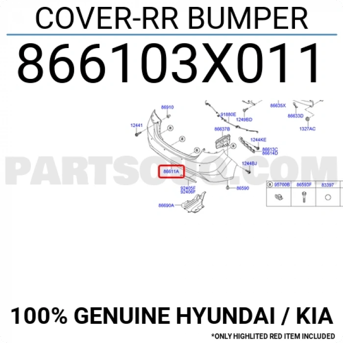 Hyundai Elantra Arka Tampon Darbe Emici 2010- (Oem No:  866103X011)