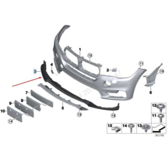 Bmw X5 X5 Ön Tampon Karlık Sensör Delikli 2013- (Oem No:  51117397413)