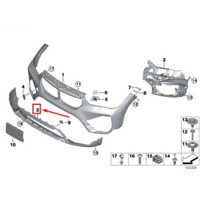 Bmw X1 X1 Ön Tampon Karlık Desenli Sensör Delikli 2020- (Oem No:  51115A0B080)