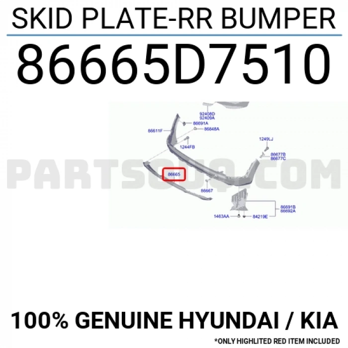 Hyundai Tucson Arka Tampon Karlık 2018- (Oem No:  86665-D7510)