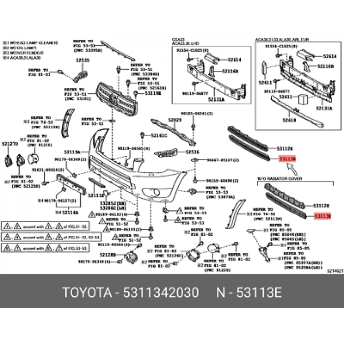 Toyota Rav 4 Ön Tampon Panjuru Alt 2006 (Oem No:  5311342030)