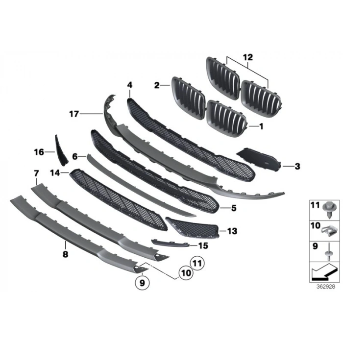 Bmw X1 X1 Ön Tampon Panjuru Set 2009- (Oem No:  51112993588)
