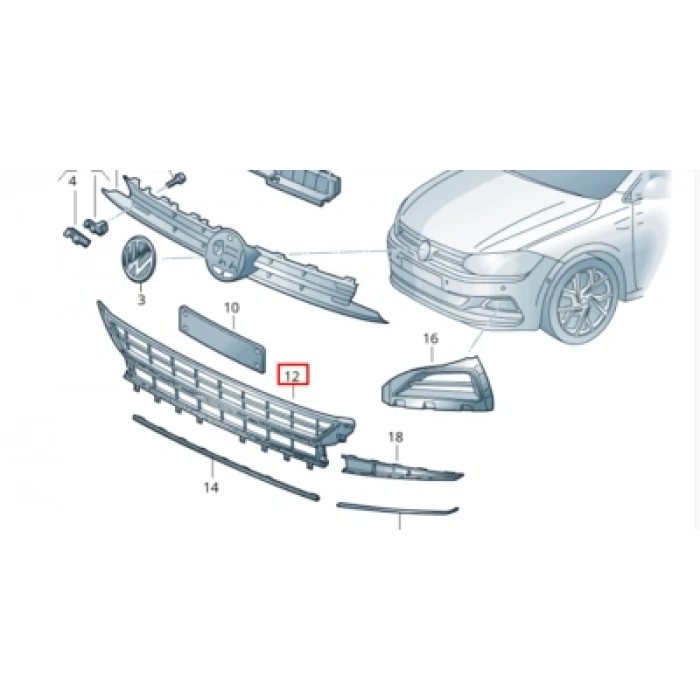 Volkswagen Polo Ön Tampon Panjuru 2017- (Oem No:  2G0853677L9B9)