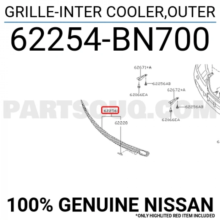 Nissan Almera Ön Tampon Panjuru Orta 2002-2004 (Oem No:  62254Bn700)