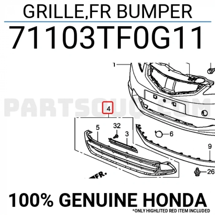 Honda Jazz Ön Tampon Panjuru 2008  (Oem No:  71103Tf0G11)