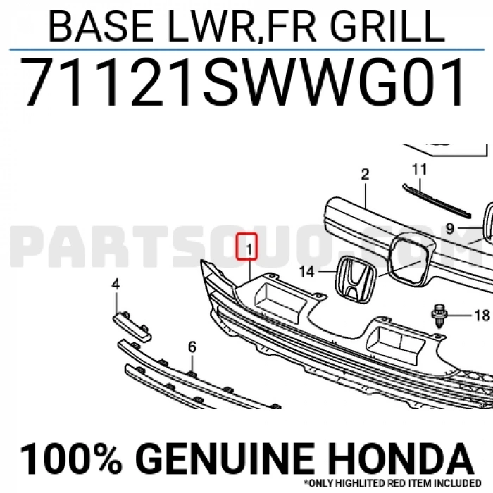 Honda Crv Ön Tampon Panjuru 2010- (Oem No:  71121Swwg01)