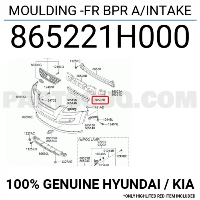 Kia Ceed Ön Tampon Panjuru Orta 2007  (Oem No:  865221H000)