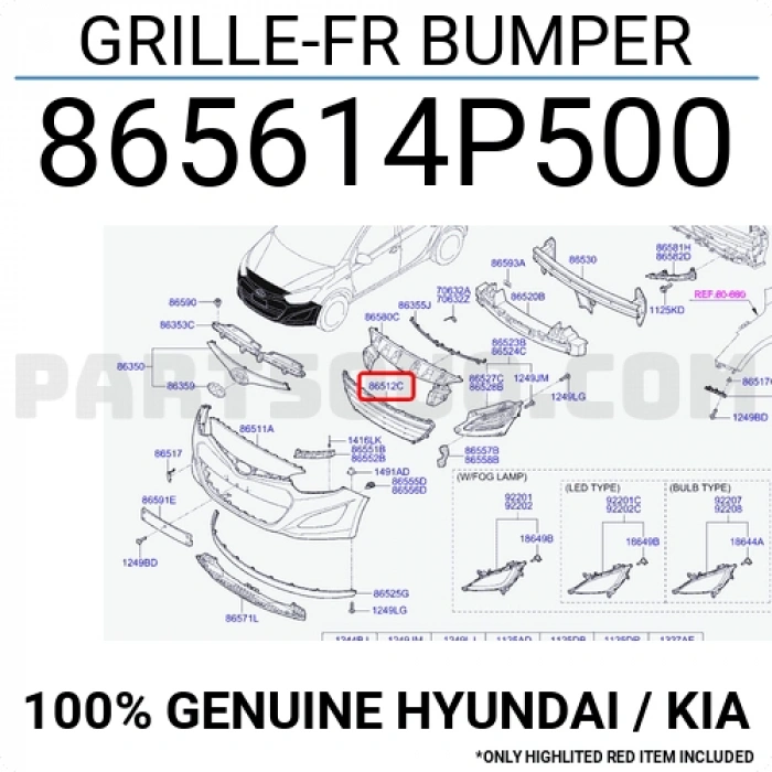 Hyundai İ20 Ön Tampon Panjuru 2011- (Oem No:  865614P500)