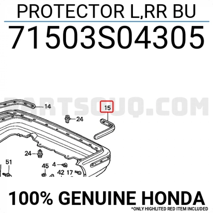 Honda Civic Arka Tampon Bandı Sedan Sol 1995-1999 (Oem No:  71503S04305)