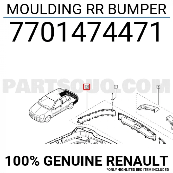 Renault Clio Symbol Arka Tampon Bandı  Sağ 2001-2005 (Oem No:  7701474471)