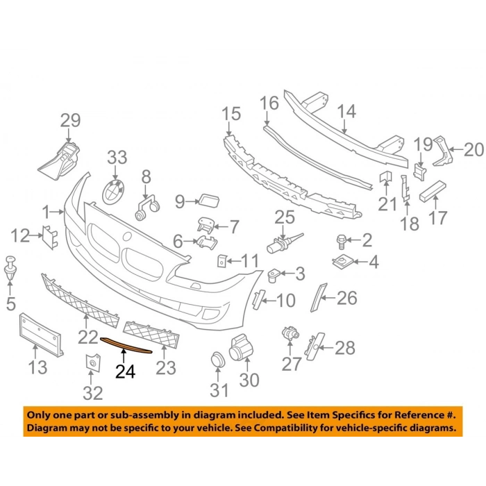 Bmw 5 Serisi Ön Tampon Panjur Bandı Sağ 2010- (Oem No:  51117231860)