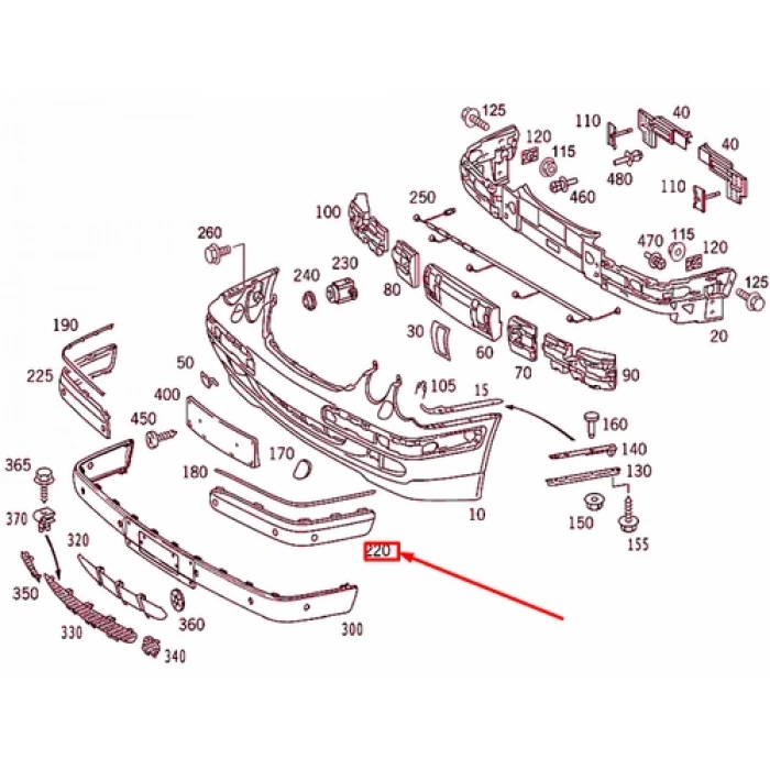 Mercedes W210 Ön Tampon Bandı Delikli Sol 1999-2002 (Oem No:  A21088515219999)