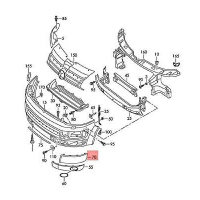 Volkswagen Transporter T6 Ön Tampon Bandı Astarlı Sağ 2010- (Oem No:  7E5807820Gru)