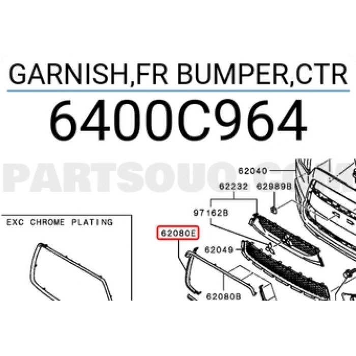 Mitsubishi Outlander/Asx Ön Tampon Bandı Nikelaj Sağ 2010- (Oem No:  6400C964)