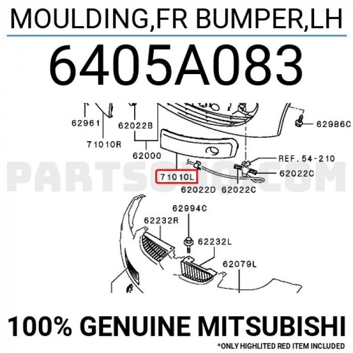 Mercedes Colt Ön Tampon Bandı Astarlı Sol 2004- (Oem No:  6405A083)