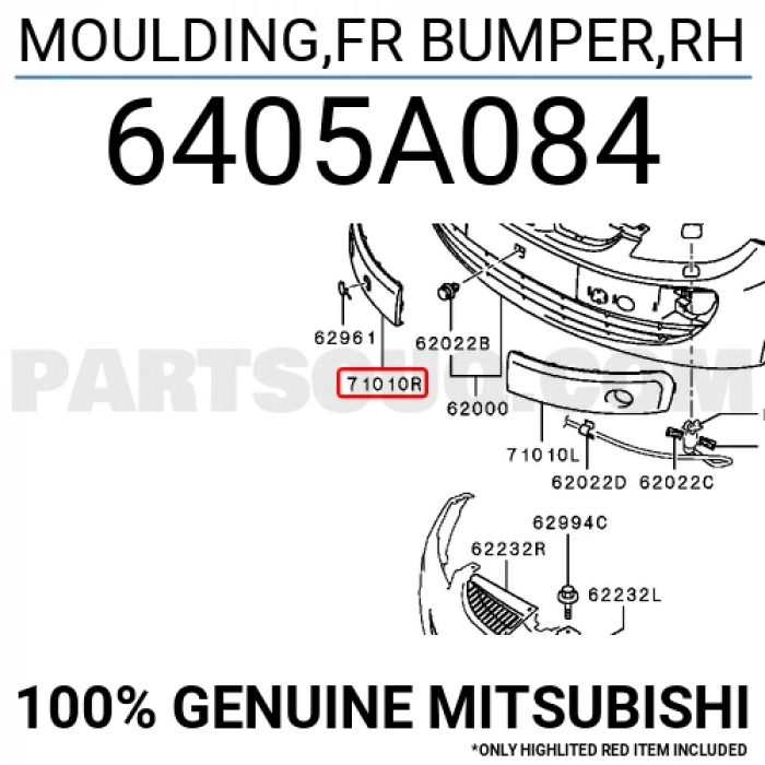 Mercedes Colt Ön Tampon Bandı Astarlı Sağ 2004- (Oem No:  6405A084)