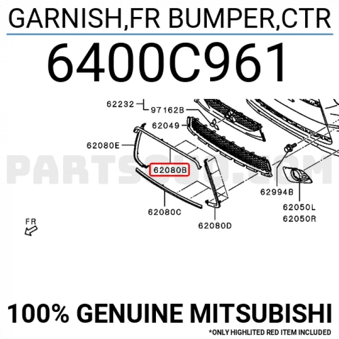Mitsubishi Outlander/Asx Ön Tampon Bandı Nikelaj Üst 2010- (Oem No:  6400C961)