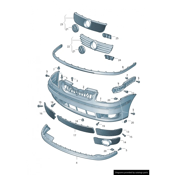 Volkswagen Polo Ön Tampon Bandı Astarlı 1999- -2001  (Oem No:  6N0807720Agru)
