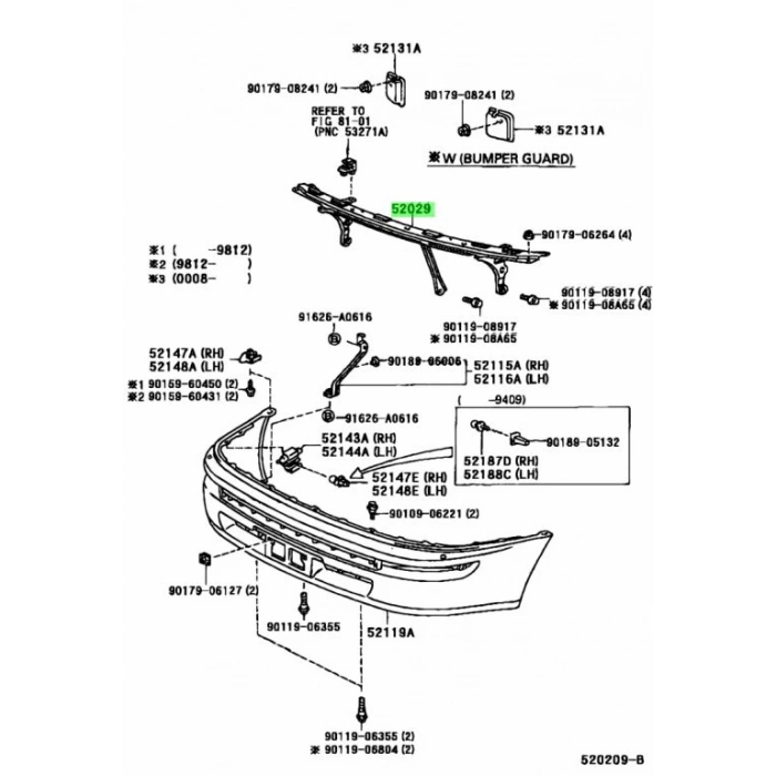Toyota Corolla Ön Tampon Demiri 1992-1997 (Oem No:  5202912010)