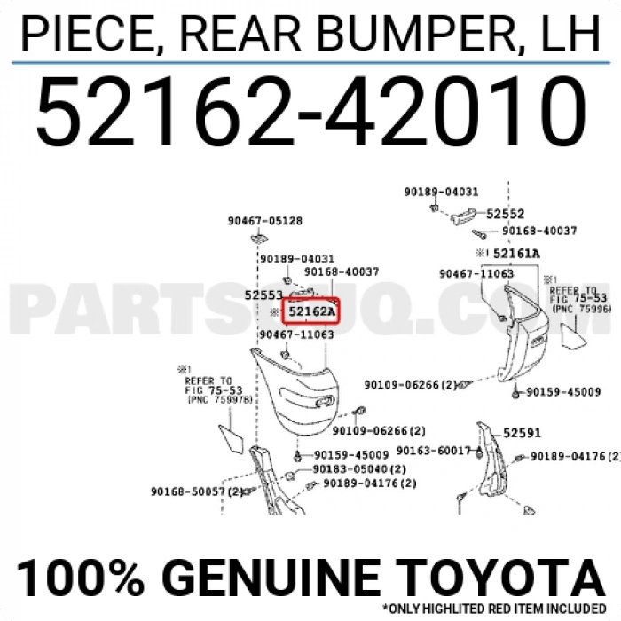 Toyota Rav 4 Arka Tampon Köşe 2 Kapı Sol 1994-1997 (Oem No:  5216242010)