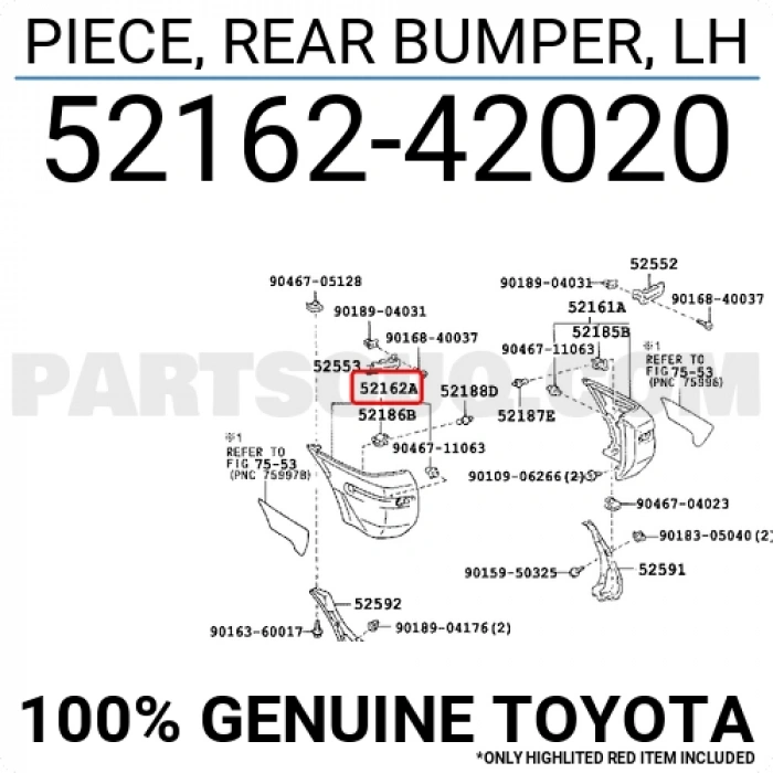 Toyota Rav 4 Arka Tampon Köşe 4 Kapı Sol 1994-1997 (Oem No:  5216242020)