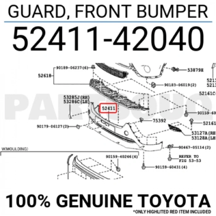 Toyota Rav 4 Ön Tampon Desenli Alt 2012- (Oem No:  5241142040)