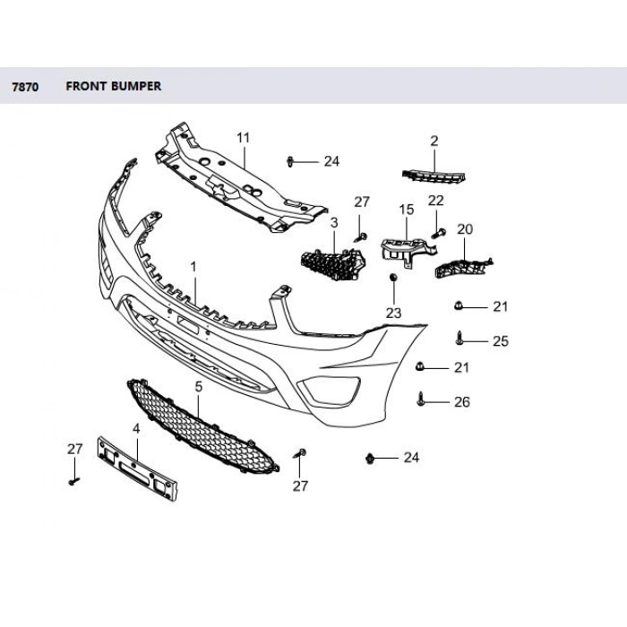 Ssangyong Korando Sport Ön Tampon Orta Panjurlu 2012-2017 (Oem No:  7871332501)