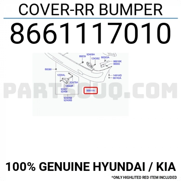 Hyundai Matrix Arka Tampon 2002- (Oem No:  8661117010)