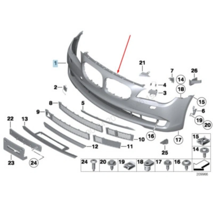 Bmw 7 Serisi Ön Tampon Sensör Delikli Astarlı 2009- - (Oem No:  51117210879)