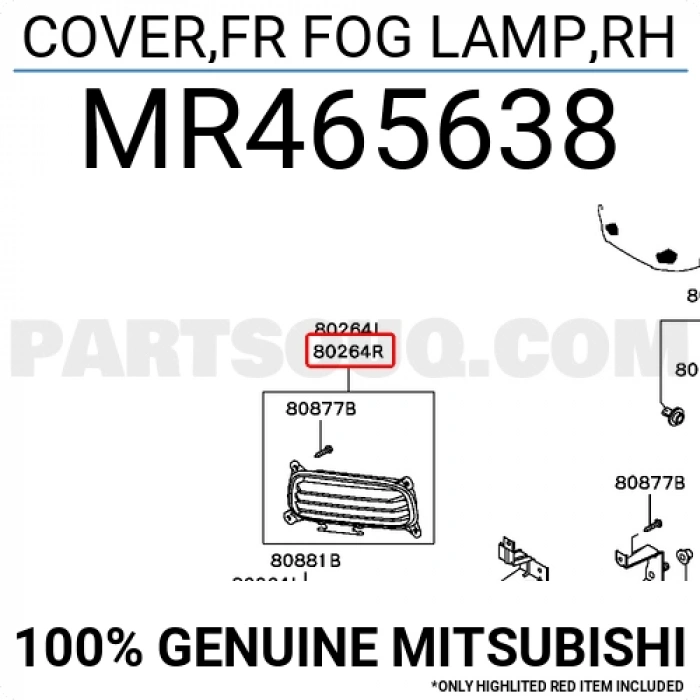 Mitsubishi Galant Ön Tampon Sis Far Kapağı Sağ 1998- (Oem No:  Mr465638)