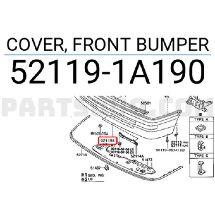 Toyota Corolla Ön Tampon 1988-1992 (Oem No:  521191A190)