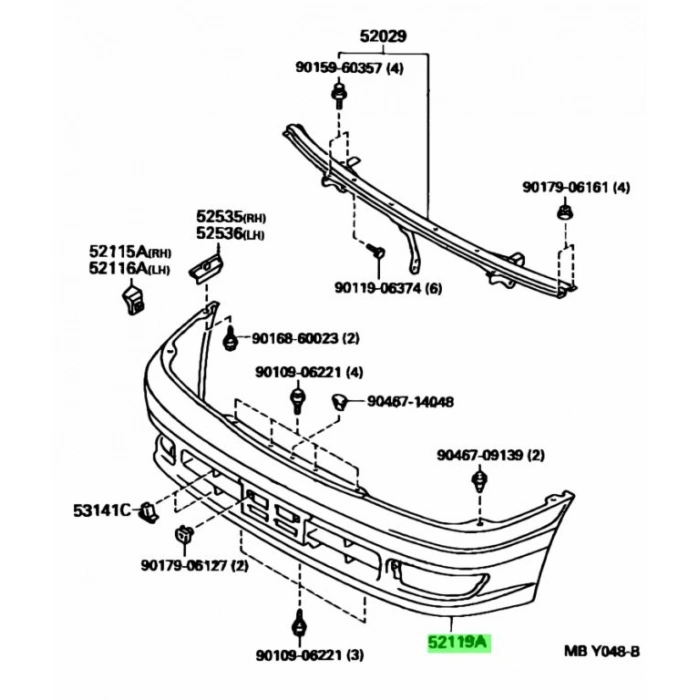 Toyota Corona Ön Tampon 1993-1997 (Oem No:  521192B900)