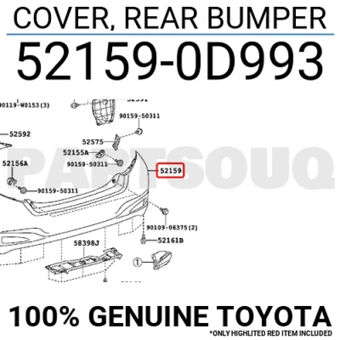 Toyota Yaris Arka Tampon Reflektör Delıklı 2011- (Oem No:  521590D993)