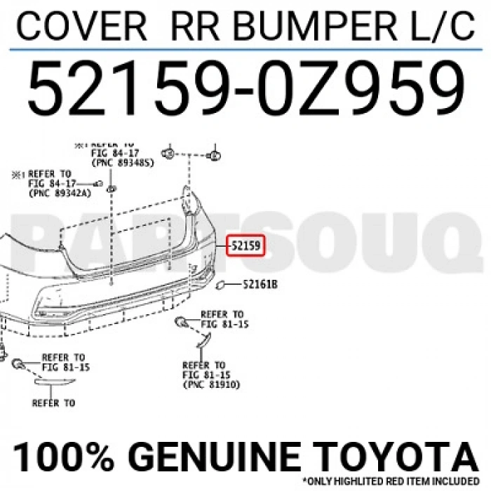 Toyota Corolla Arka Tampon 2018 (Oem No:  52159-0Z959)