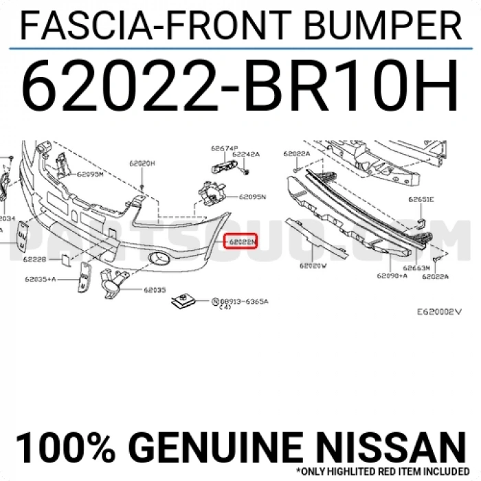 Nissan Qashqai Ön Tampon Yarım Astarlı 2010- (Oem No:  62022Br10H)