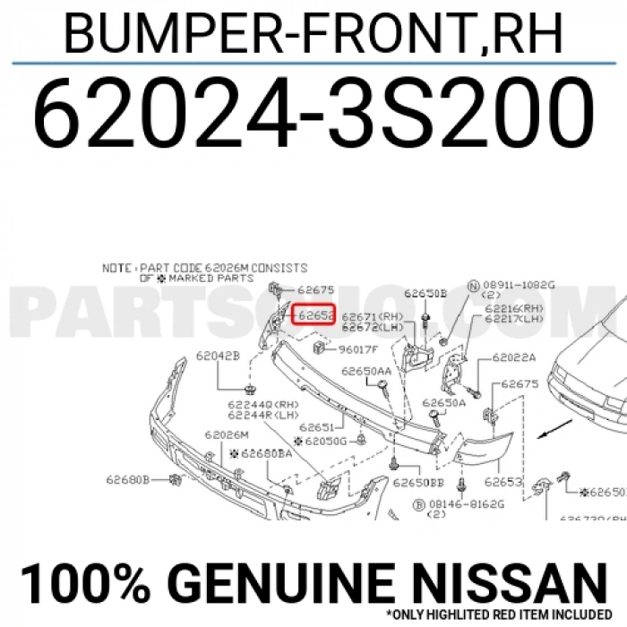 Nissan Pıckup D22 Ön Tampon Sıyah Sağ 1997-2001 (Oem No:  620243S200)