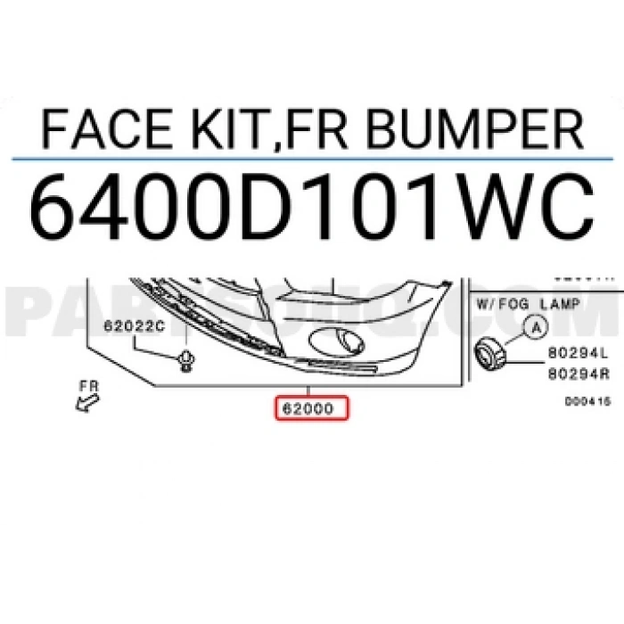 Mitsubishi Outlander Ön Tampon Astarlı 2010- (Oem No:  6400D101Wc)