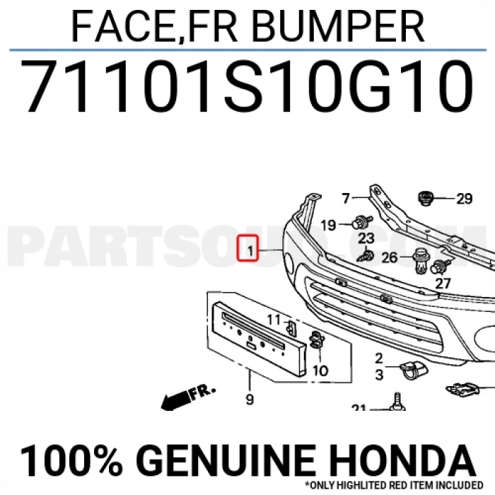 Honda Crv Ön Tampon Delikli 1999 -2001  (Oem No:  71101S10G10)