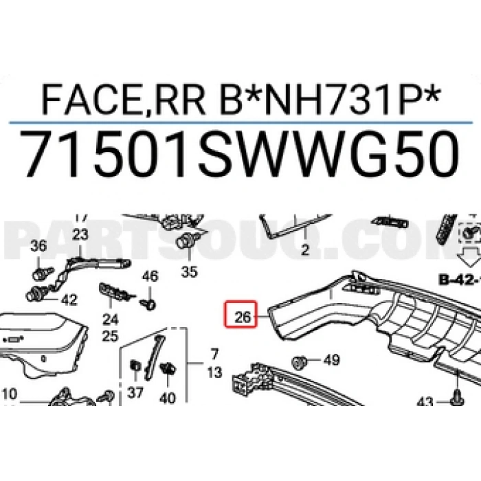 Honda Crv Arka Tampon Alt Siyah Desenli 2010-2011 (Oem No:  71501Swwg50)