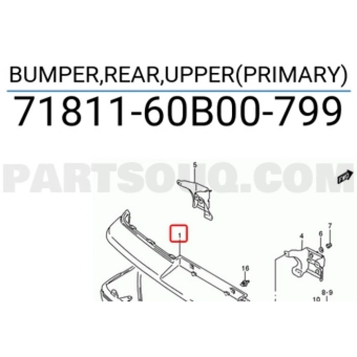 Suzuki Swift Arka Tampon Üst Hatchback 1989-1991 (Oem No:  71811-60B00-799)