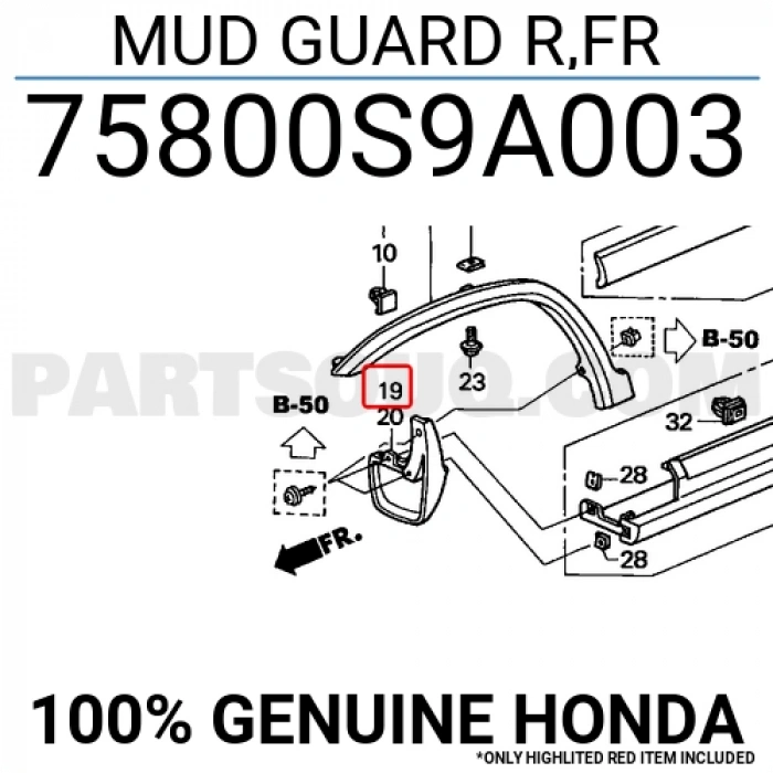 Honda Crv Arka Tampon Alt Parça Sağ 2002-2004 (Oem No:  75800S9A003)